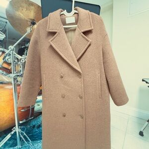 OAK + FORT Tan Double-Breasted Pea Coat